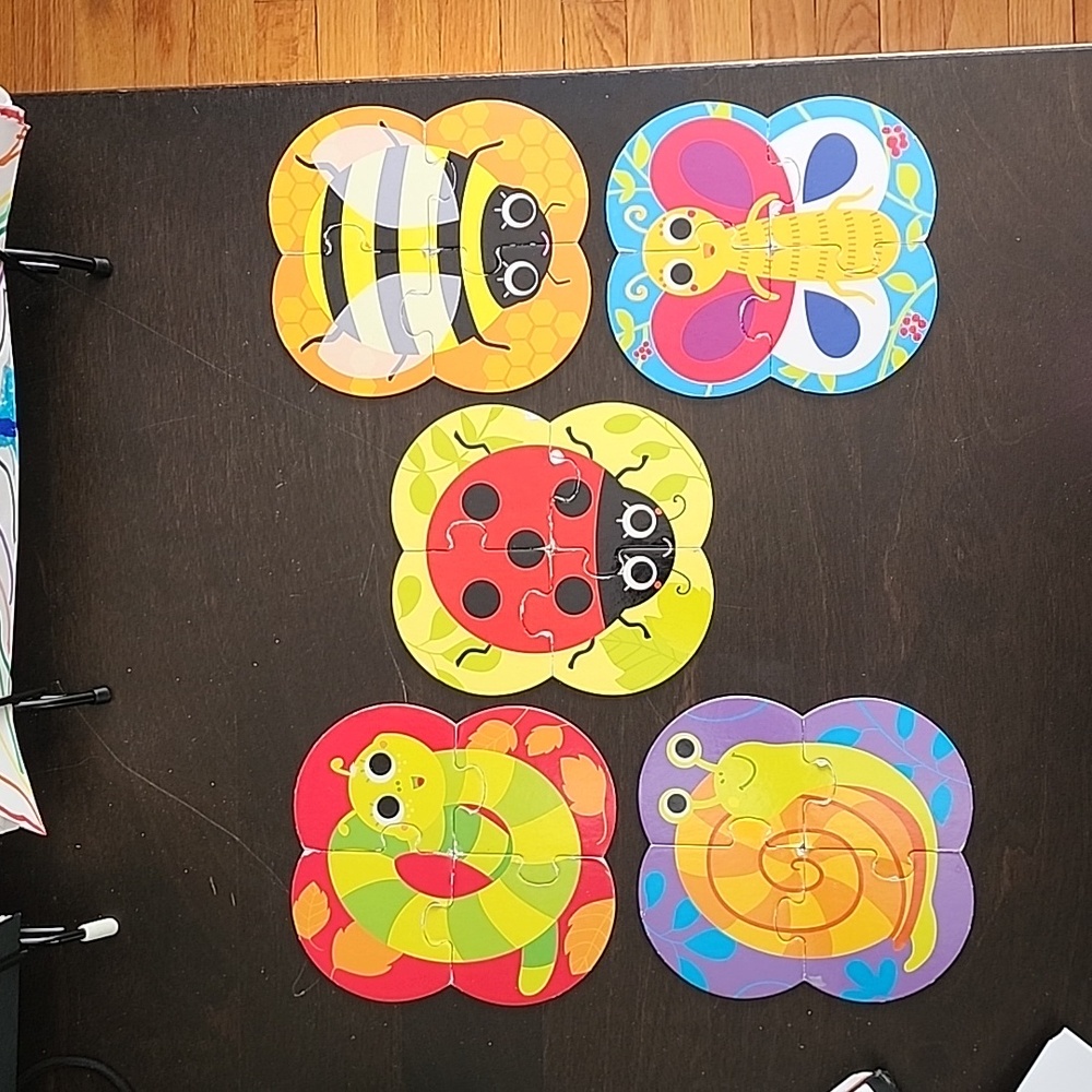 Set of 5 4-piece little creatures puzzles